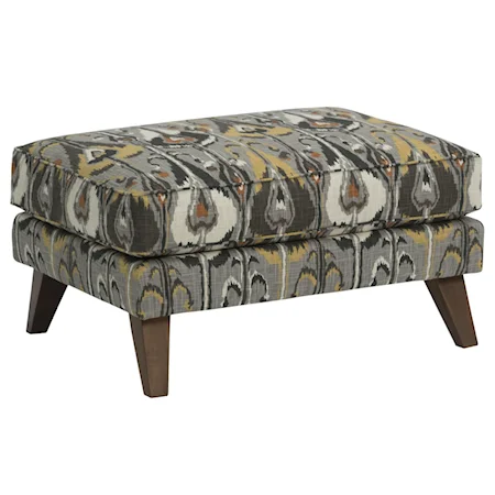 Contemporary Ottoman with Exposed Wood Legs and Welt Cords